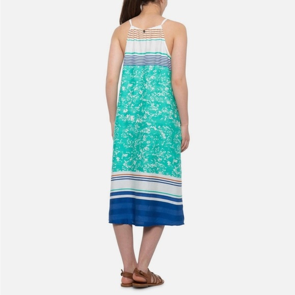 prAna Parisol Midi Dress Aqua Canopy Sleeveless Halter Size Medium Sundress - Picture 2 of 14